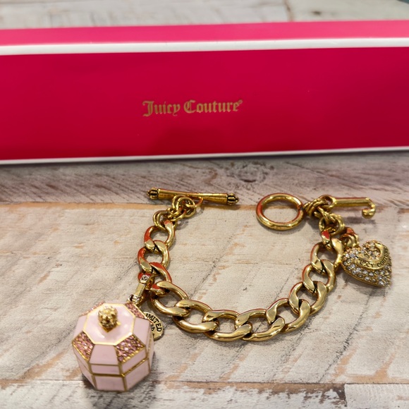 JUICY COUTURE PAVE HEART STARTER SET CHARM BRACELET RARE MUSIC BOX CHARM - Picture 8 of 8